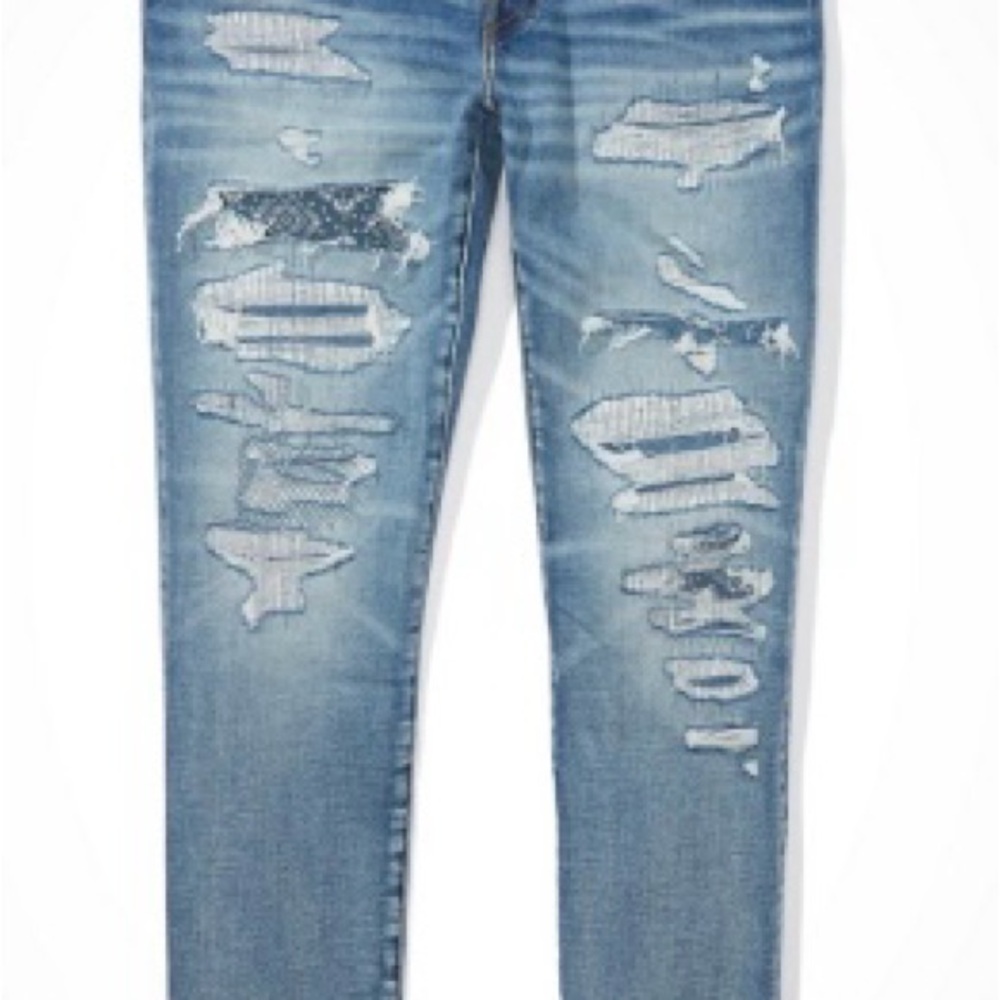 American Eagle Outfitters Light Blue Distressed Skinny Jeans 26x28